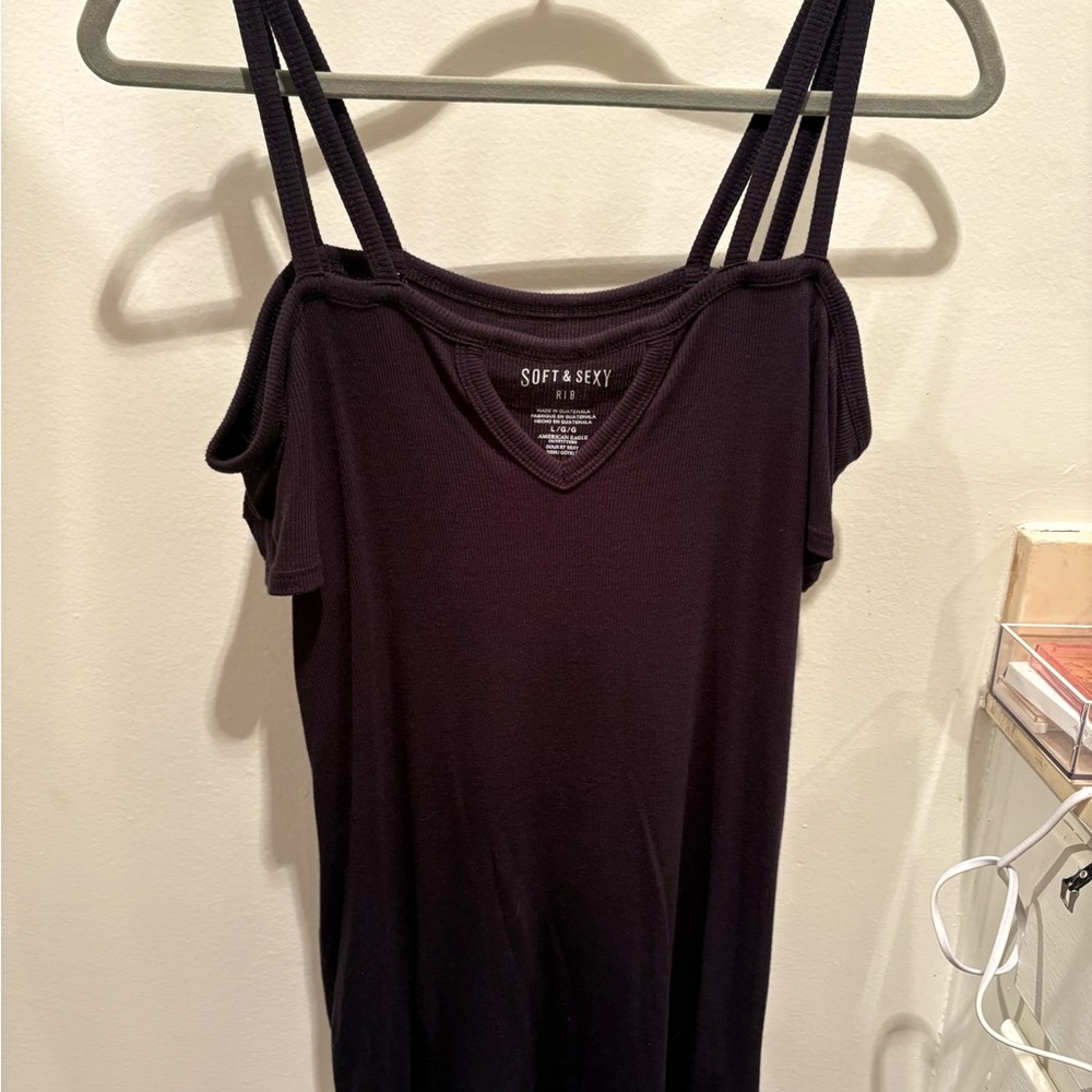 American Eagle Outfitters Black off shoulder tee